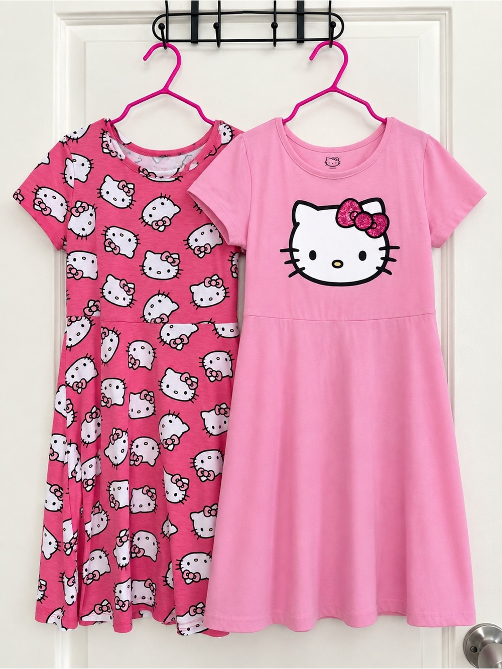 Girls Size 8-10 Pair of Hello Kitty Pink Short-Sleeve Girls' Dresses
